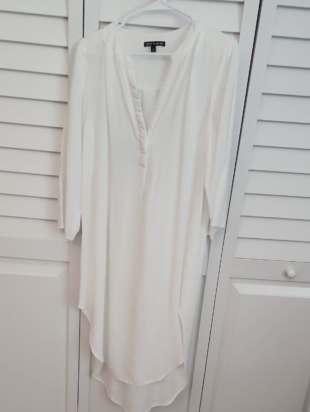 Zara Off-White Split V-Neck Tunic Dress